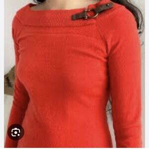 Ralph Lauren Red Scoopneck Sweater with Buckle Detail Sz.S